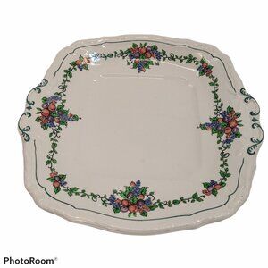 Wedgwood Serving Dish California Fruit Pattern Square Handled Cake Plate READ